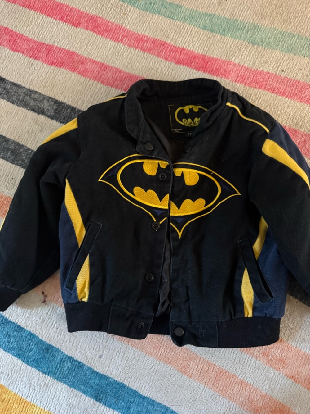 Vintage Batman Black and Yellow Logo Kids Jacket